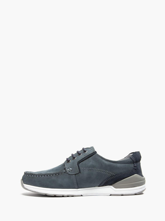 Hush Puppies Navy Blue Lace-up Boat Shoe
