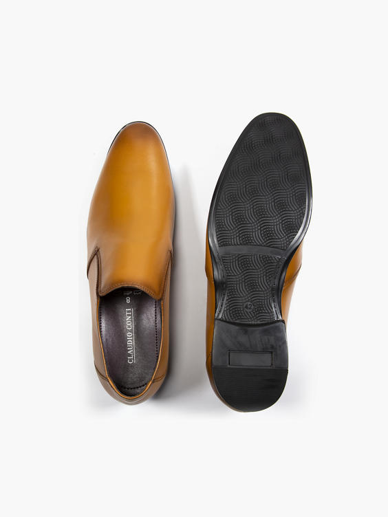Mens Tan Leather Slip On Formal Shoes