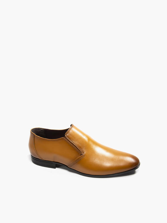 Mens Tan Leather Slip On Formal Shoes