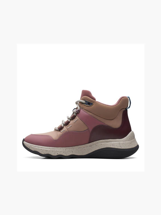 Women's Clarks Pink/Taupe Hi-Top Walking Trainers