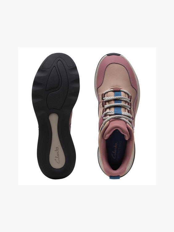 Women's Clarks Pink/Taupe Hi-Top Walking Trainers
