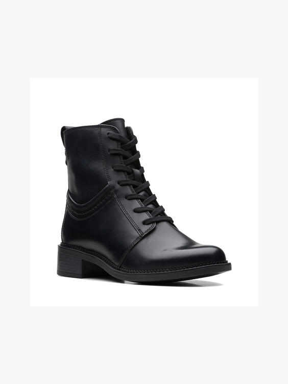 (Clarks) Clarks Black Leather 'Maye Strap' Lace Up Ankle Boot in Black ...