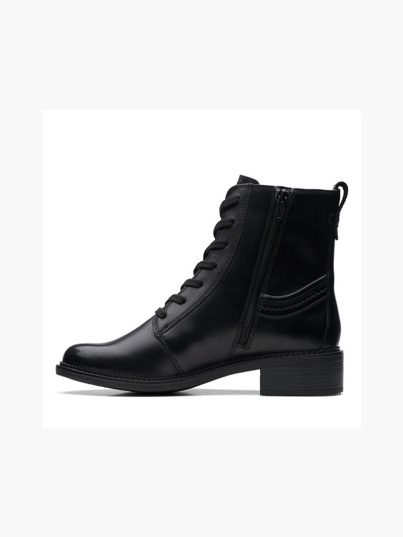 (Clarks) Clarks Black Leather 'Maye Strap' Lace Up Ankle Boot in Black ...