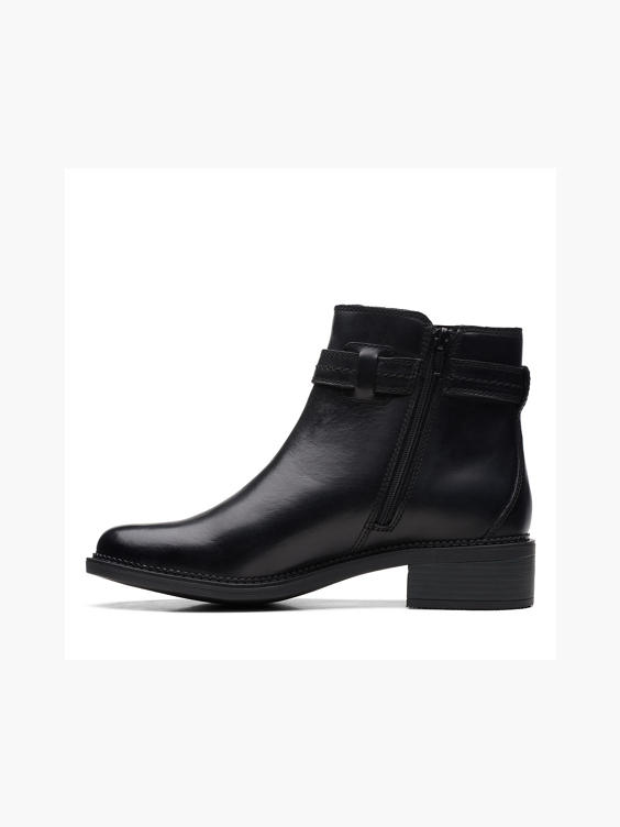 Clarks 'Maye Ease' Black Leather Classic Ankle Boot