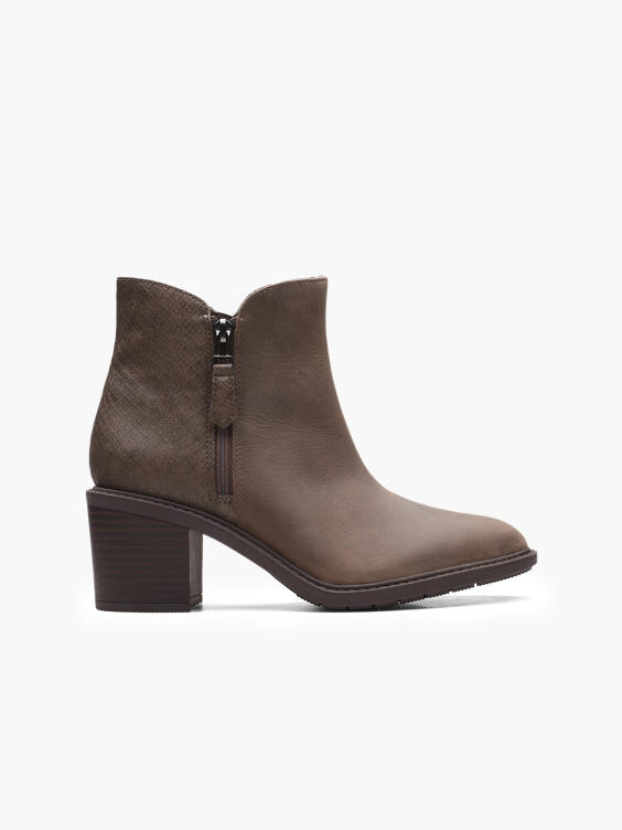 Clarks Dark Taupe Heeled Ankle Boots