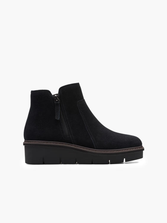 Clarks black wedge 2025 ankle boots