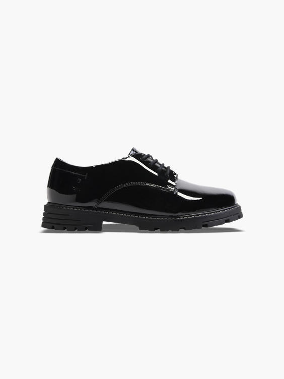 Hush Puppies Teen Girl Black Patent Leather Lace Up School Shoes 