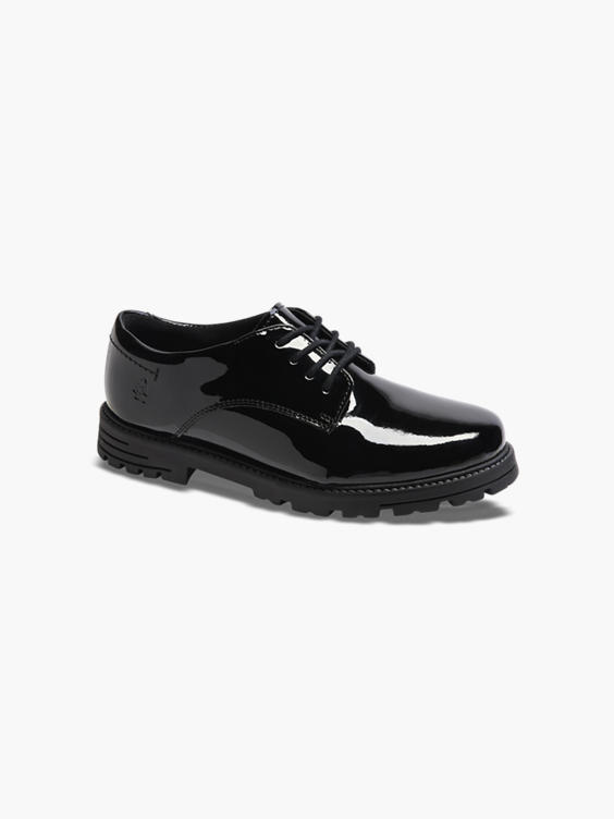 Hush Puppies Teen Girl Black Patent Leather Lace Up School Shoes 