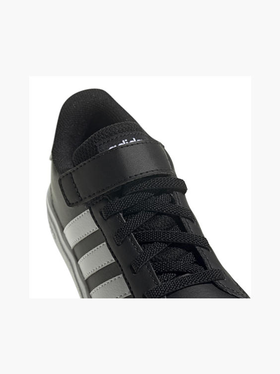 Black/White Junior Adidas Grand Court EL C Velcro Trainer