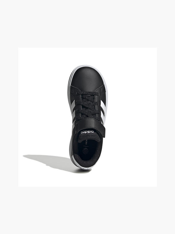 Black/White Junior Adidas Grand Court EL C Velcro Trainer