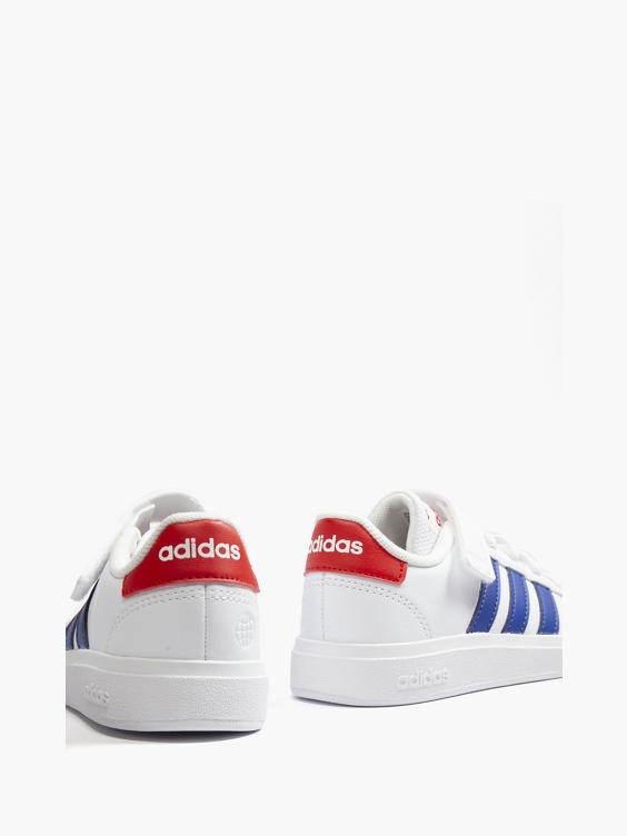 White/Blue Adidas Grand Court EL Jr Trainer
