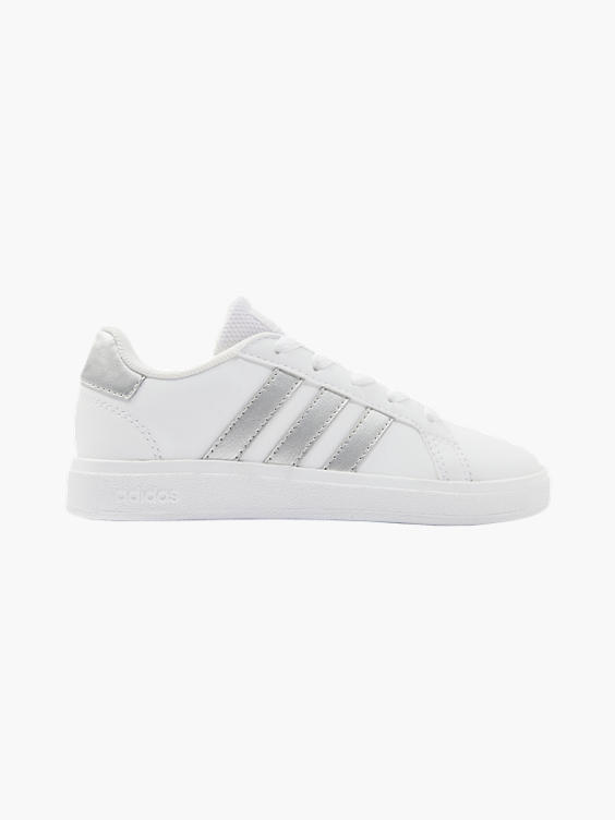 Teen Girls Adidas Grand Court K White Silver Trainers