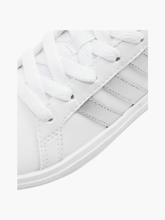 Teen Girls Adidas Grand Court K White Silver Trainers