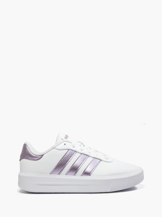 Women's Adidas Court Trainers with Purple Stripes