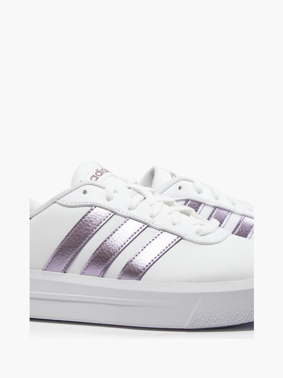 Women's Adidas Court Trainers with Purple Stripes