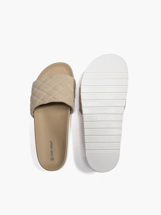 Sand Quilted Sporty Mule Sandal