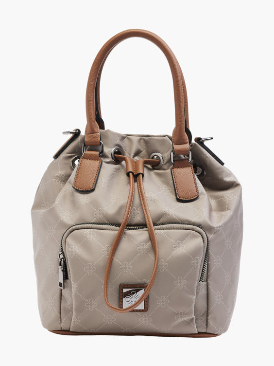 (Catwalk) Beige and Brown Monogram Pull String Bag in Beige DEICHMANN