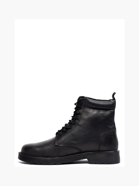Black Leather Lace-up Boot
