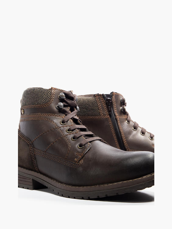 Casual Brown Leather Lace-up Boot