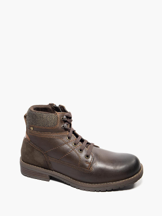Casual Brown Leather Lace-up Boot