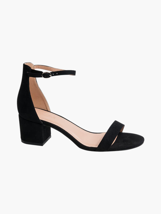 Black Classic Ankle Strap Block Heel 