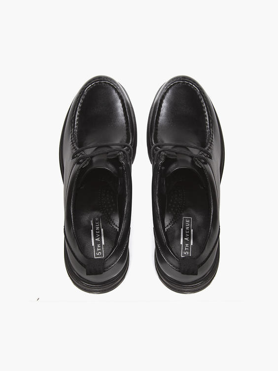 Black Leather Chunky Lace Up Brogue