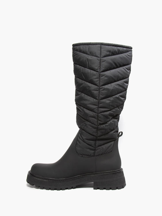 Black Quilted Rubberised Winter Boot