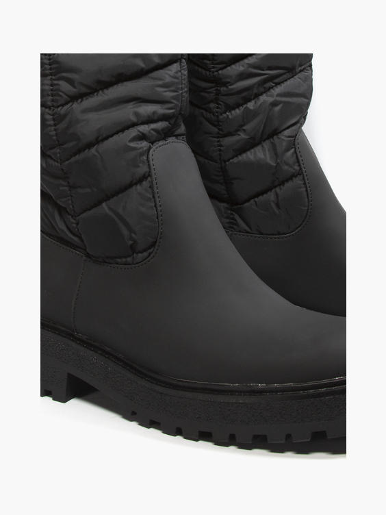 Black Quilted Rubberised Winter Boot