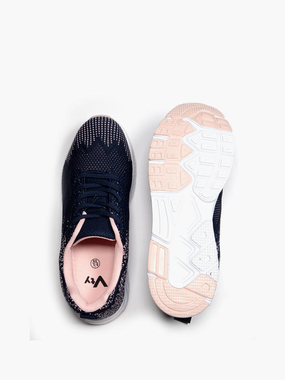 Navy/ Pink Lace-up Trainer 
