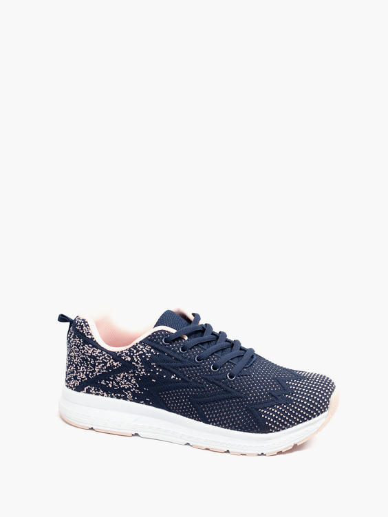 Navy/ Pink Lace-up Trainer 