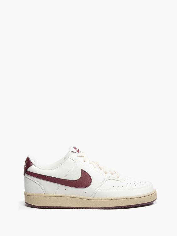 Nike) White/Burgundy Nike Court Vision Low Lace-up Trainer in | DEICHMANN