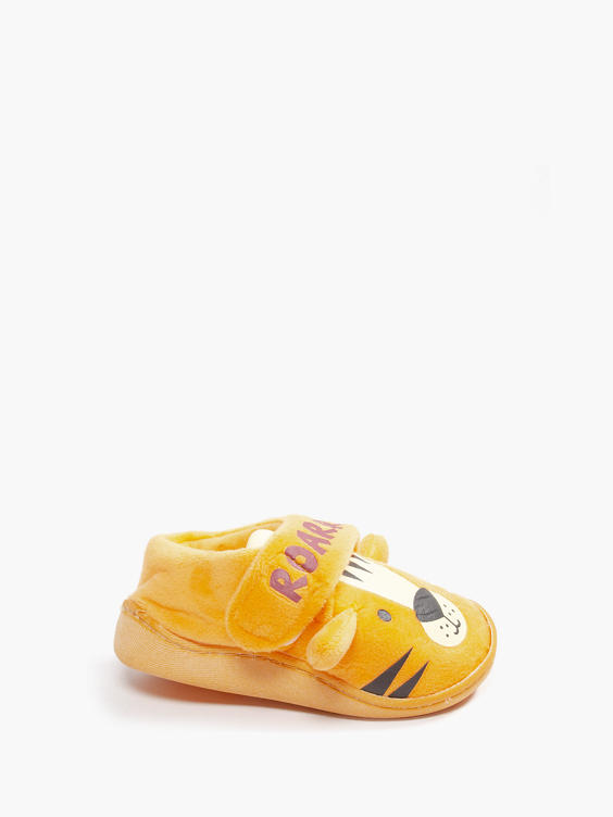 Leather Kids Slippers with Yellow Tiger - Brodi
