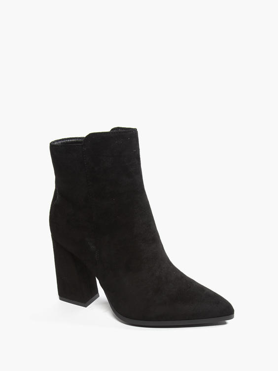 Black Suede Heeled Ankle Boot