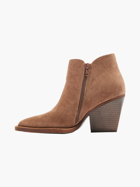 Tan Faux Suede Heeled Cowboy Boot