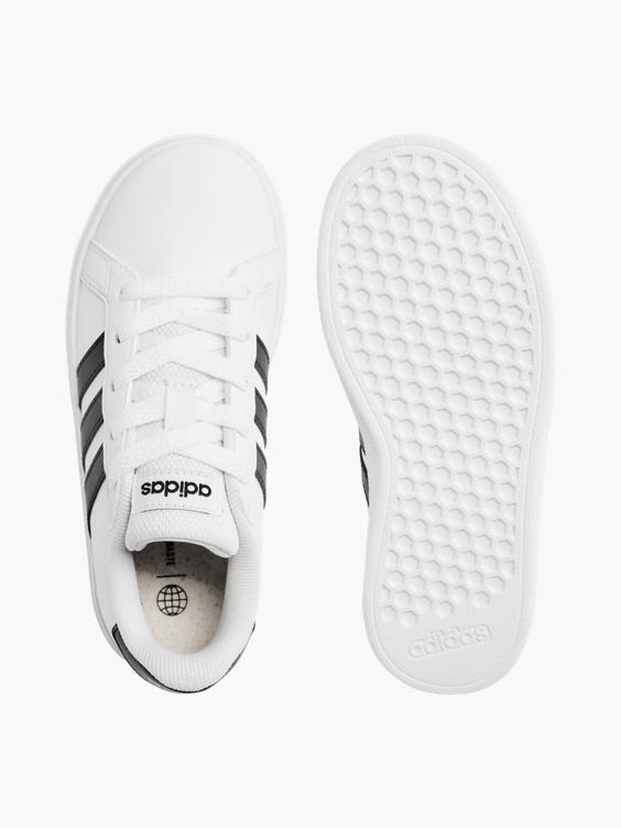 Adidas White/Black Grand Court K Lace-up Trainer in Black white DEICHMANN