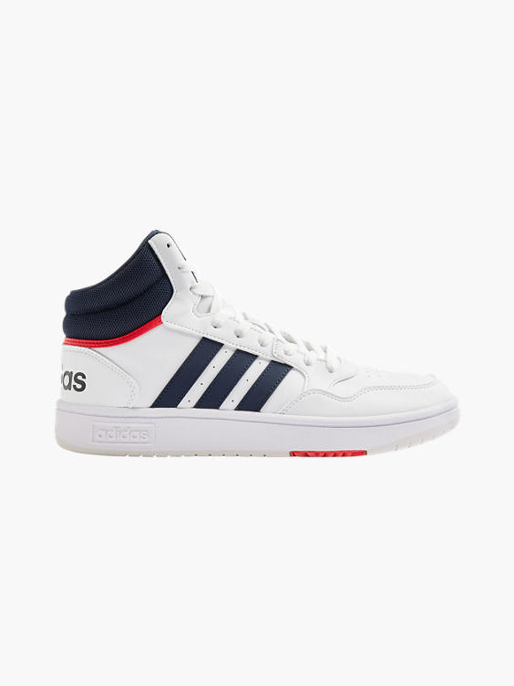 Adidas White/Legend Ink/ Red Hoops 3.0 Mid Lace-up Hi-top