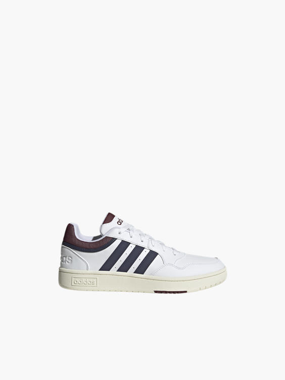 Adidas White/Navy/Red Hoops 3.0 Lace-up Trainer