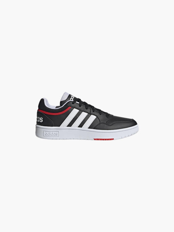 Adidas Black/White/Red Hoops 3.0 Lace-up Trainer