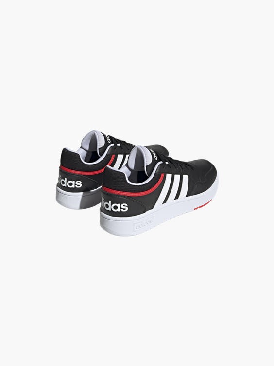 Adidas Black/White/Red Hoops 3.0 Lace-up Trainer