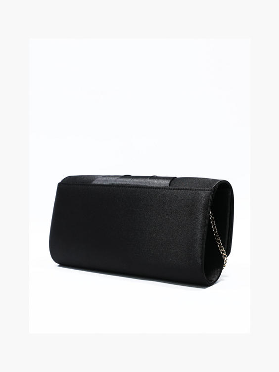 Deichmann) Black Satin Bow Clutch in Black | DEICHMANN