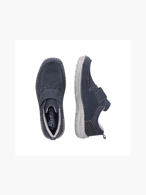 Leather Navy Blue Casual Velcro Strap Shoe