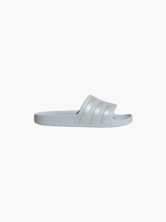 Ladies Adidas Grey Holographic Slides