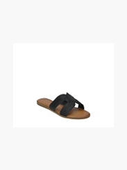 Deichmann Ladies flat woven mule in Black DEICHMANN