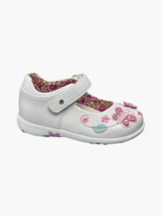 Toddler Girl White Butterfly Trim Bar Shoes