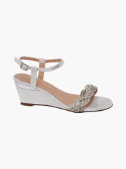 Lotus) Silver Diamante Wedge Sandals in 