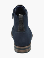 Navy Blue Lace Up Ankle Boots in Black 