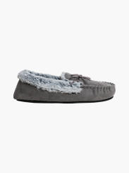 Ladies Grey Moccasin Slippers 