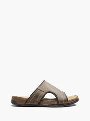 Brown Leather Slip on Mule Sandal 