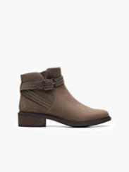 Clarks Dark Taupe 'Maye Strap' Buckle Ankle Boots