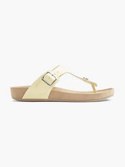Light Yellow Buckle Detail Footbed Sandals